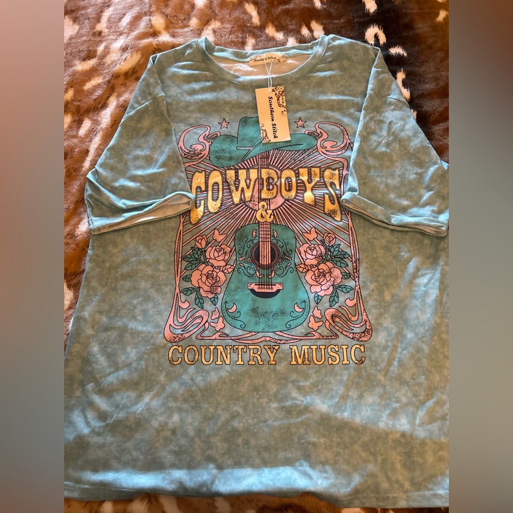 Teal Country Music Graphic Tee
